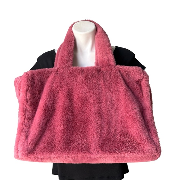 Anthropologie Faux Fur Soft Fluffy Rose Pink Bag Tote - Picture 3 of 15